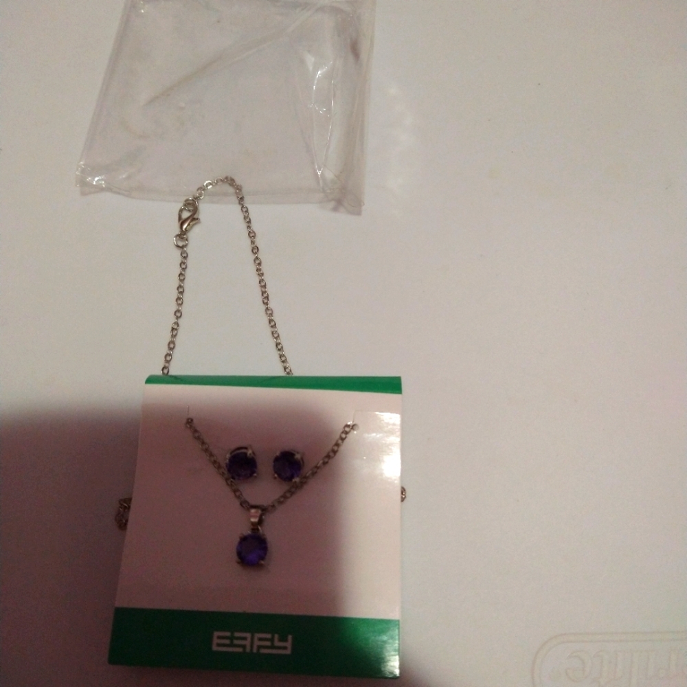 Earrings with necklace set w/silver 18 inch chain